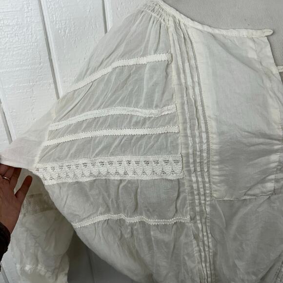 Free People Women Oversized Top Blouse White Boho Romantic Feminine Size Small - Picture 3 of 11